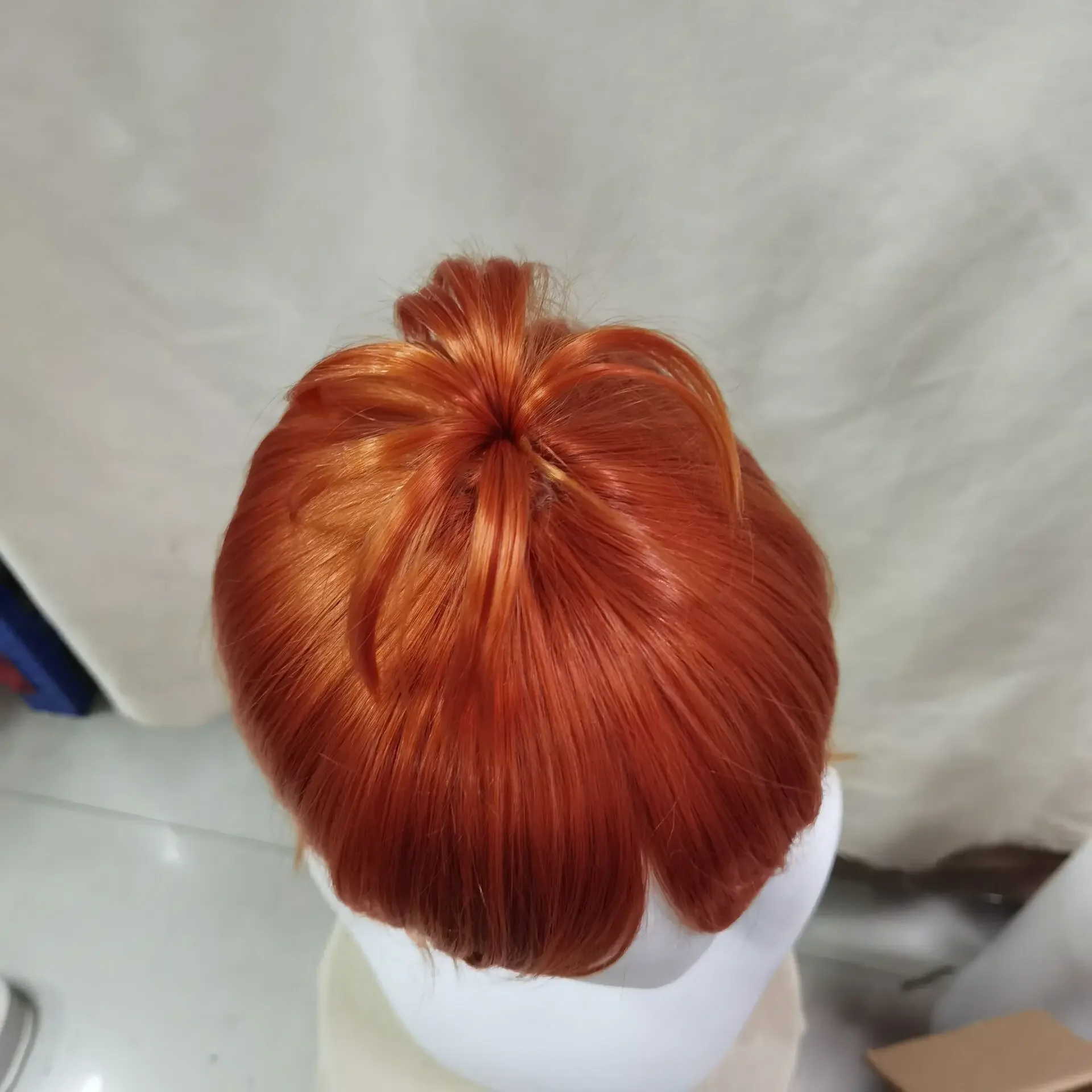 Ansiedade dentro para fora 2 peruca cosplay laranja cabelo curto cabelo reto com franja para homem anime cos perfeito para festa de halloween