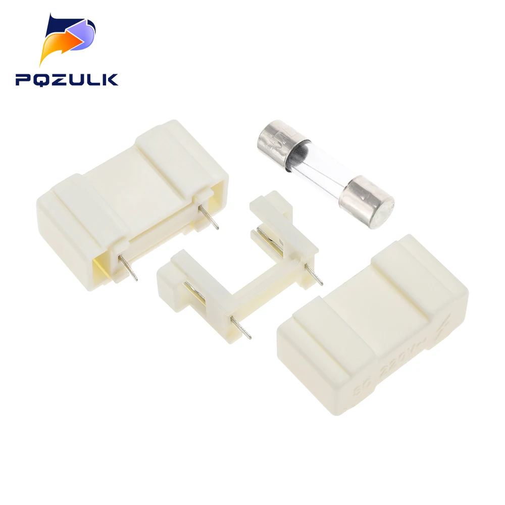 5PCS Fuse Holder 5X20MM M205 Soldering Fuse Holder 15MM Fuse Box Wire-Plate White Lid Soldering Pin Pitch