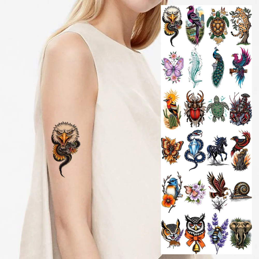 

28 шт. временные татуировки петух временные татуировки наклейки бабочка тигр водостойкие долговечные наклейки для тела Сова для груди