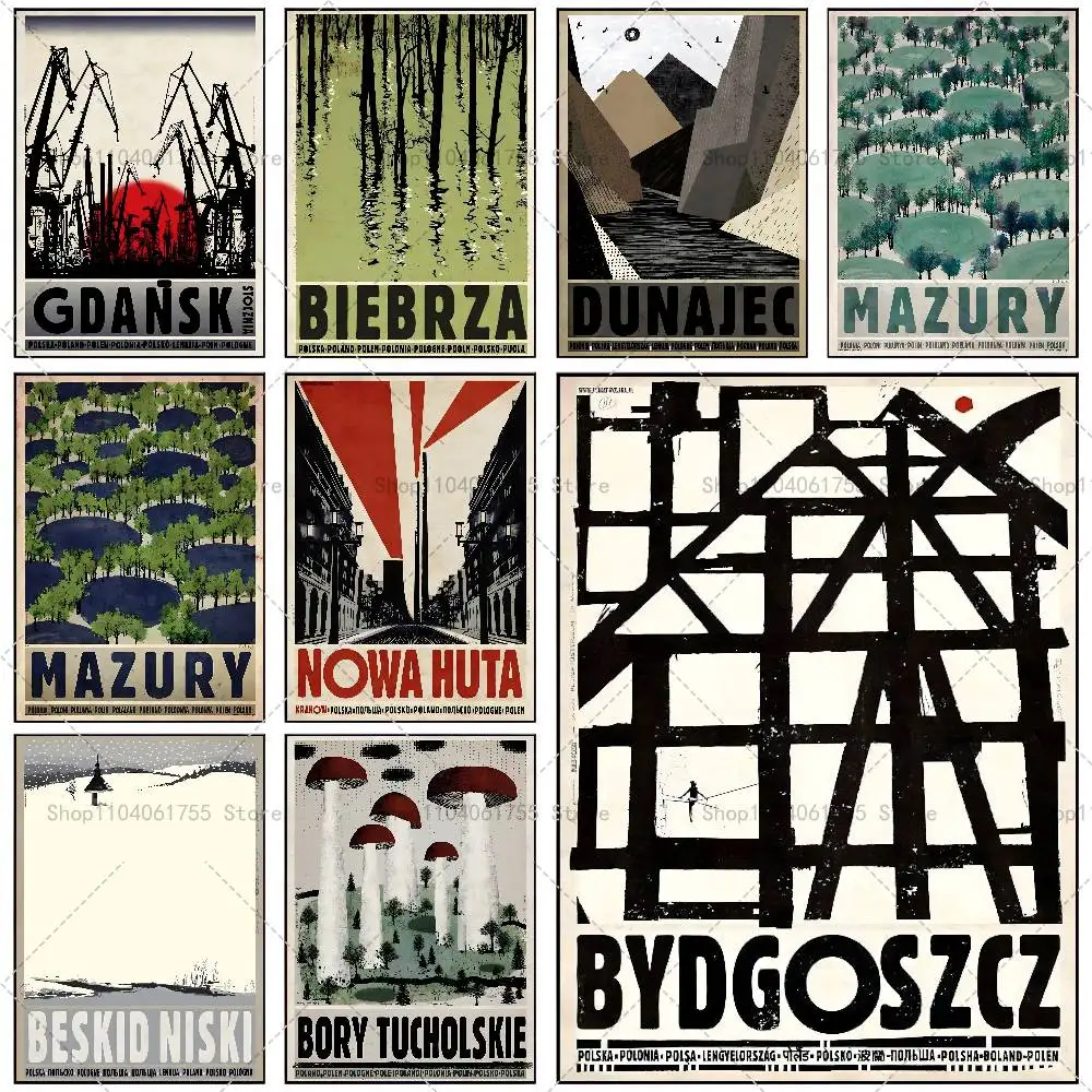 Vintage Biebrza Solina Zakopane Poland City Poster Self-adhesive Art Waterproof Paper Sticker Coffee House Bar Room Wall Decor