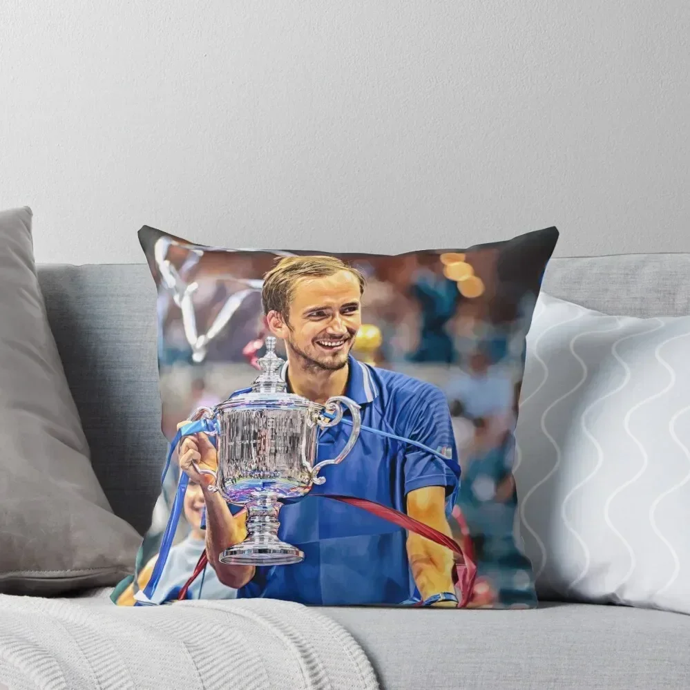 

Daniil Medvedev US Open 2021 Champion. Digital artwork print poster. Tennis fan art gift. Throw Pillow anime girl pillow