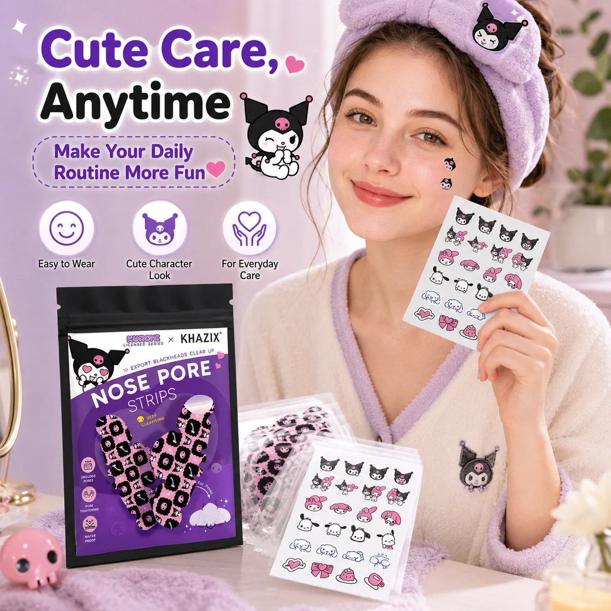 2/10/105PCS Cute Cartoon Hydrocolloid Pimple Patches, Blemish Spot Covers, Fun Face Stickers for Acne Marks