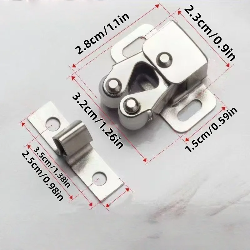 2/4pcs Press The Home Wardrobe Door Buckle Touch The Bead Magnetic Dual Wheel Spring Fixed Lock Buckle Low Foot Cabinet Door