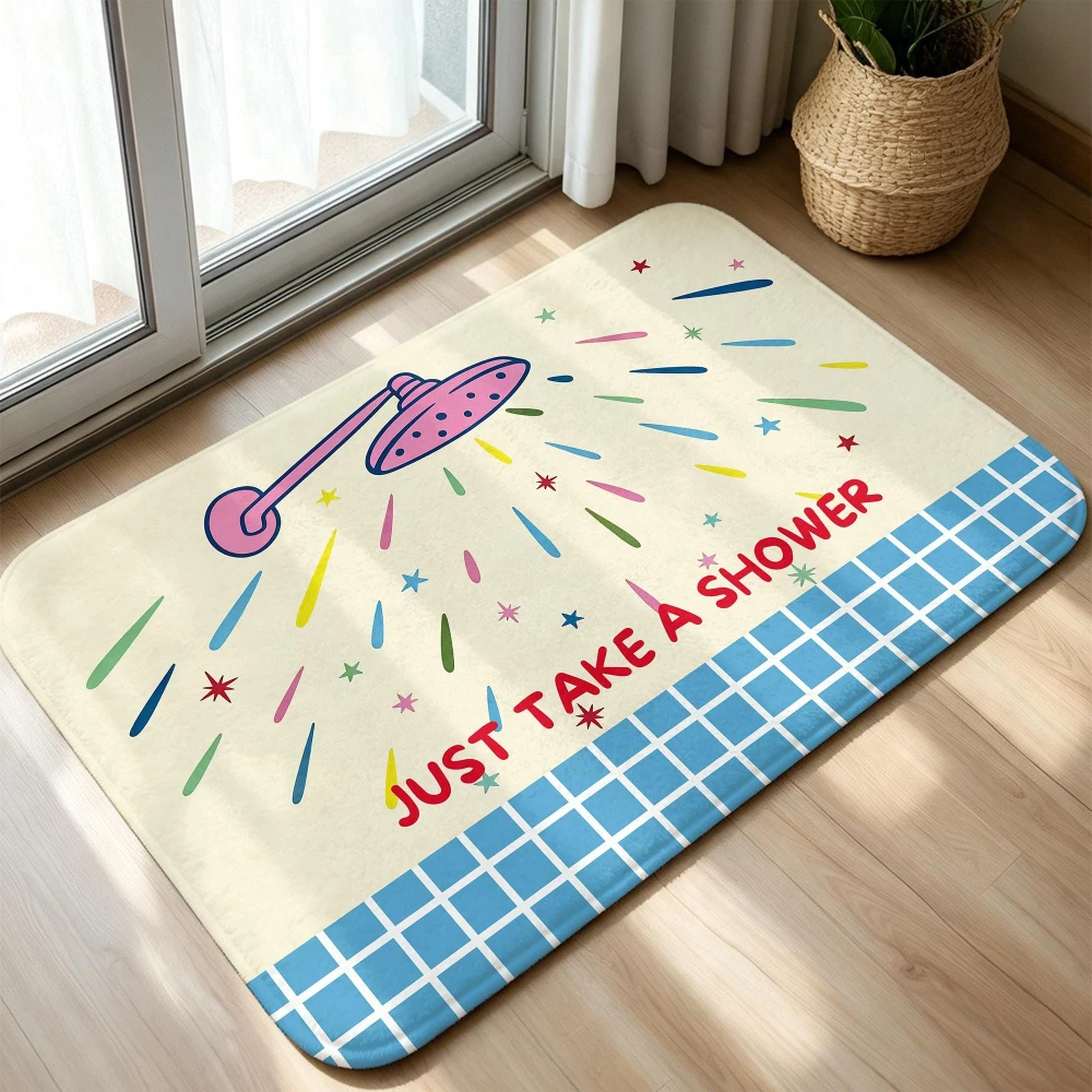 Shower Head Area Rug Take A Shower Lettering Doormat Creative Welcome Rug Floor Mat Bathroom Dressing Room Home Mat