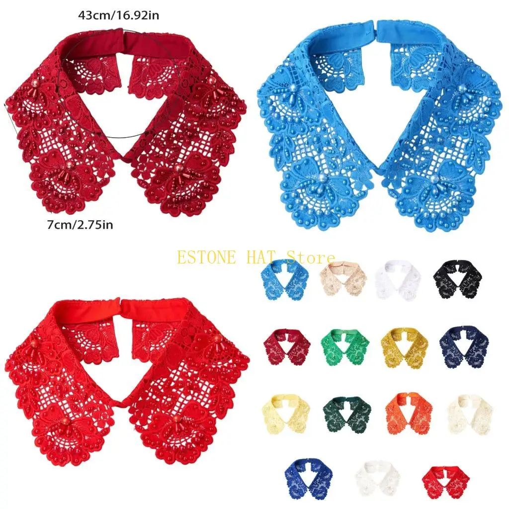 49MF Classical Victorian Embroidered False Collar For Blouses And Evening Dresses Decoration Embroidered Lace Neckline