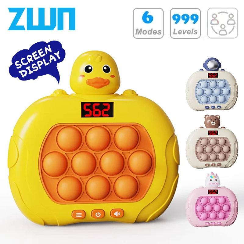 999 Level Electronic Pop Quick Push Bubbles Game Machine Kids Cartoon Fun Squeezing Toys Anti Stress Sensory Bubble Toy Gifts