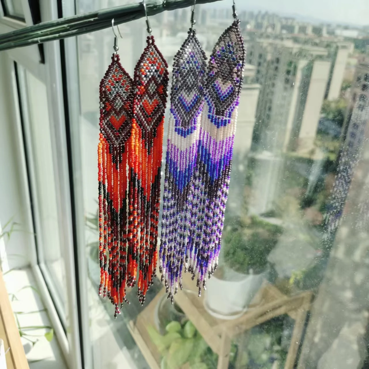Beaded earrings Tassel Geometr - огляд і ціна Tassel Earrings Boho