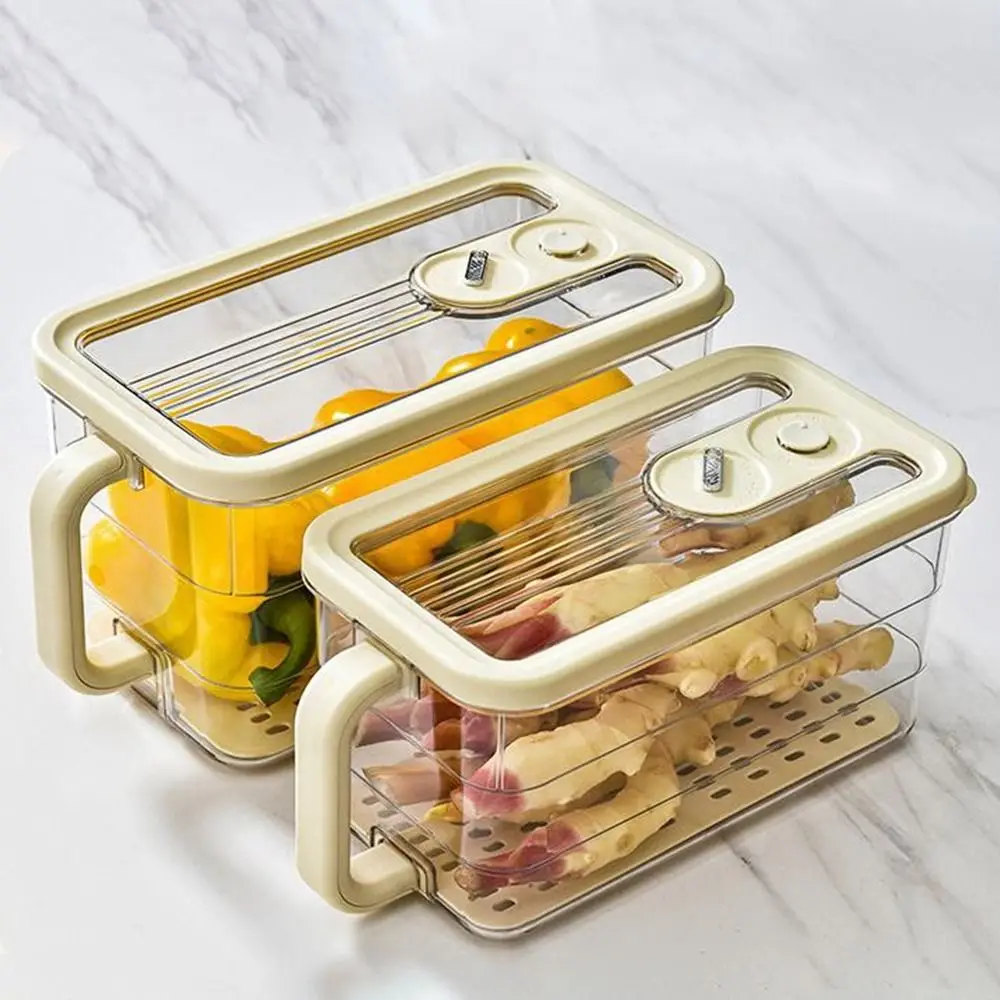 Plastic Refrigerator Storage Box Large Capacity Stackable Fruit Vegetable Crisper Sealed with Lid Food Storage Container Kitchen