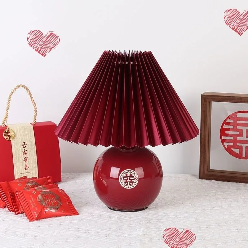 

Pair of Dowry Hi Lamp Bedside Lamp Red Wedding Room Bedroom