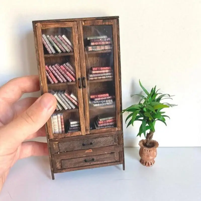 3D Mini bookshelf display cabinets Miniature Bookshelf Doll house bookshelves creative stress relieving gifts for book lovers