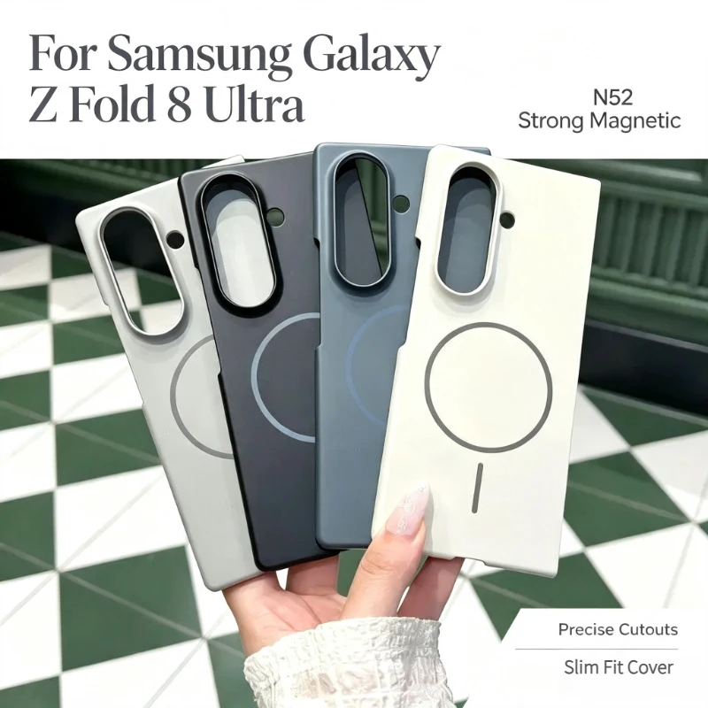 Dünne, schlanke, matte, hautähnliche magnetische Hülle für Samsung Galaxy Z Fold 8 Ultra 7 6 5 für kabelloses Magsafe-Laden, stoßfeste Abdeckung