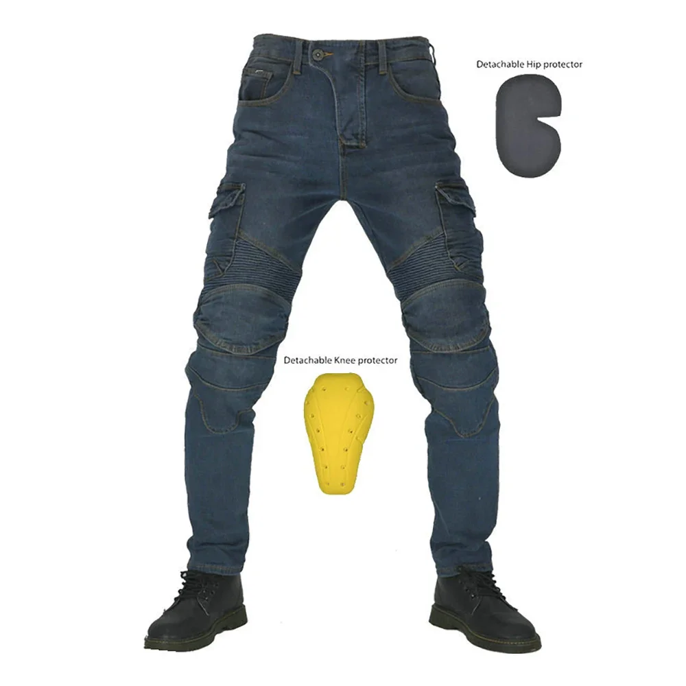 

Men's Moto Jeans Fall Prevention Riding Jean Wear Resistant Stretchy Pants Motorcycle Equipment With CE Protective Gear