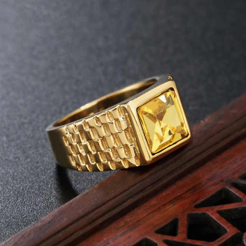 Multi Color Stone Rings for Men Women Hip Hop Punk High Quality Stainless Steel Ring Charm Party Jewelry Gift Dropshipping