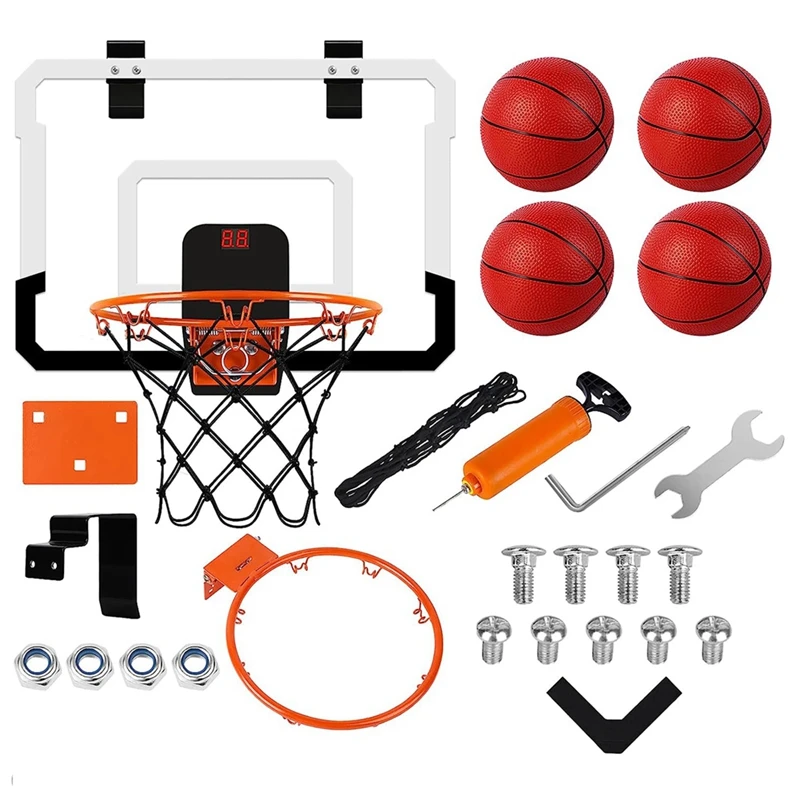 Indoor Mini Basketball Hoop With Electronic Scoreboard-For Door& Wall Office Room Score Basketball Hoop For Teens,Adults