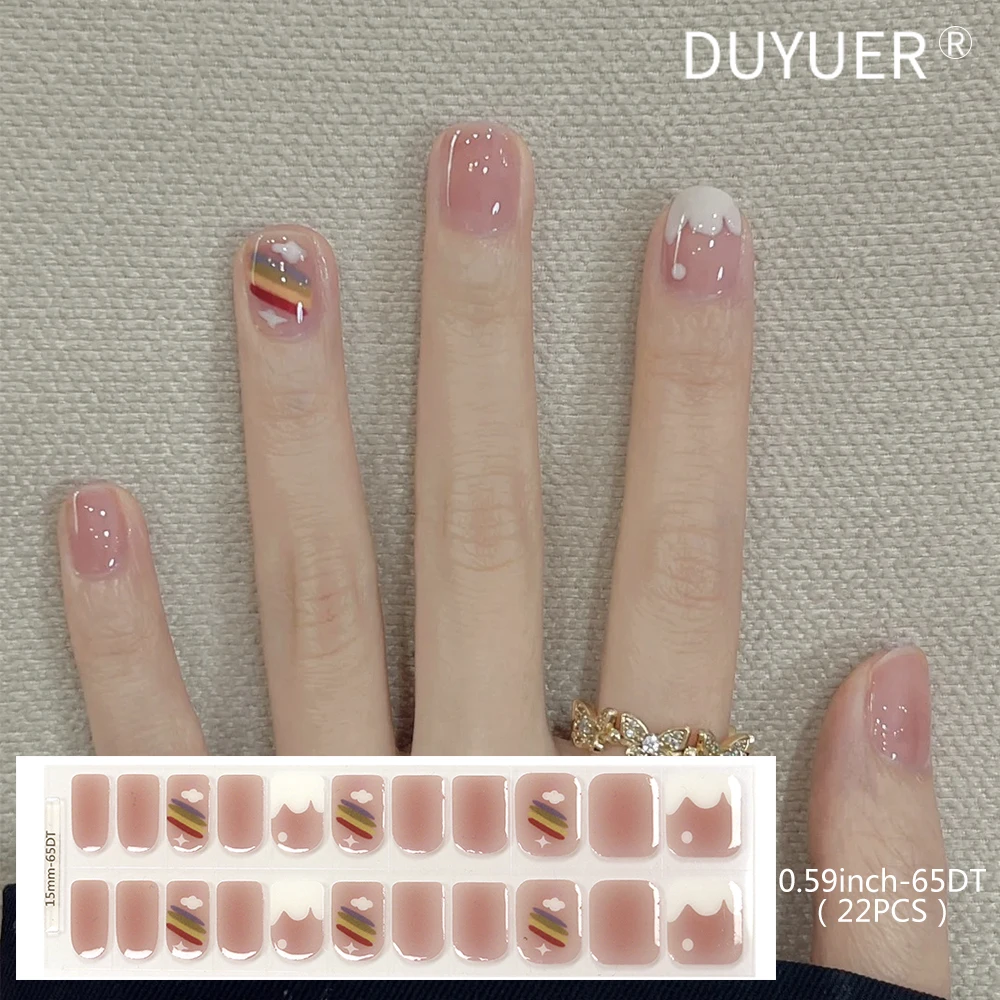 22 نصائح قصيرة الأشعة فوق البنفسجية شبه علاج هلام مسمار يلتف ملصقات شرائط الفرنسية طويلة الأمد غطاء كامل LED هلام شبه الشفاء مسمار المتزلجون #4