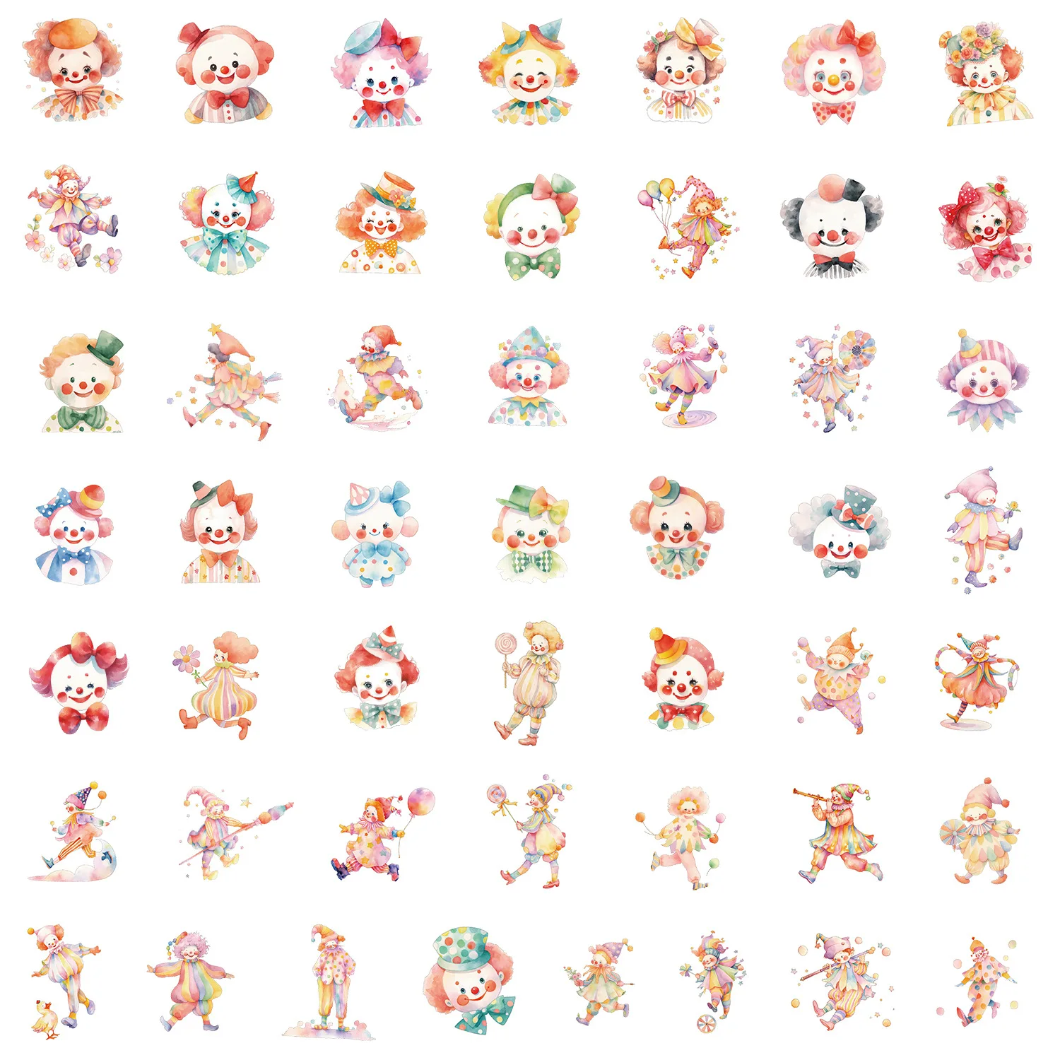 10/30/50PCS New Cute Clown Stickers Cartoon Graffiti Stationery iPad Computer Suitcase Bottle Guitar Wall Sticker Toy Decoration