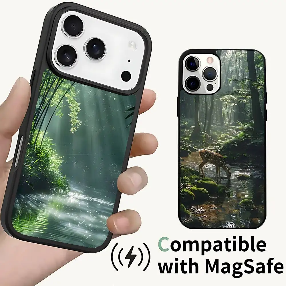 

Forest Landscape Tyndall effect Magnetic Case: Compatible with IPhone 17,16,15,14,13,12,11,Pro,Max,Plus,Mini,SE4,E