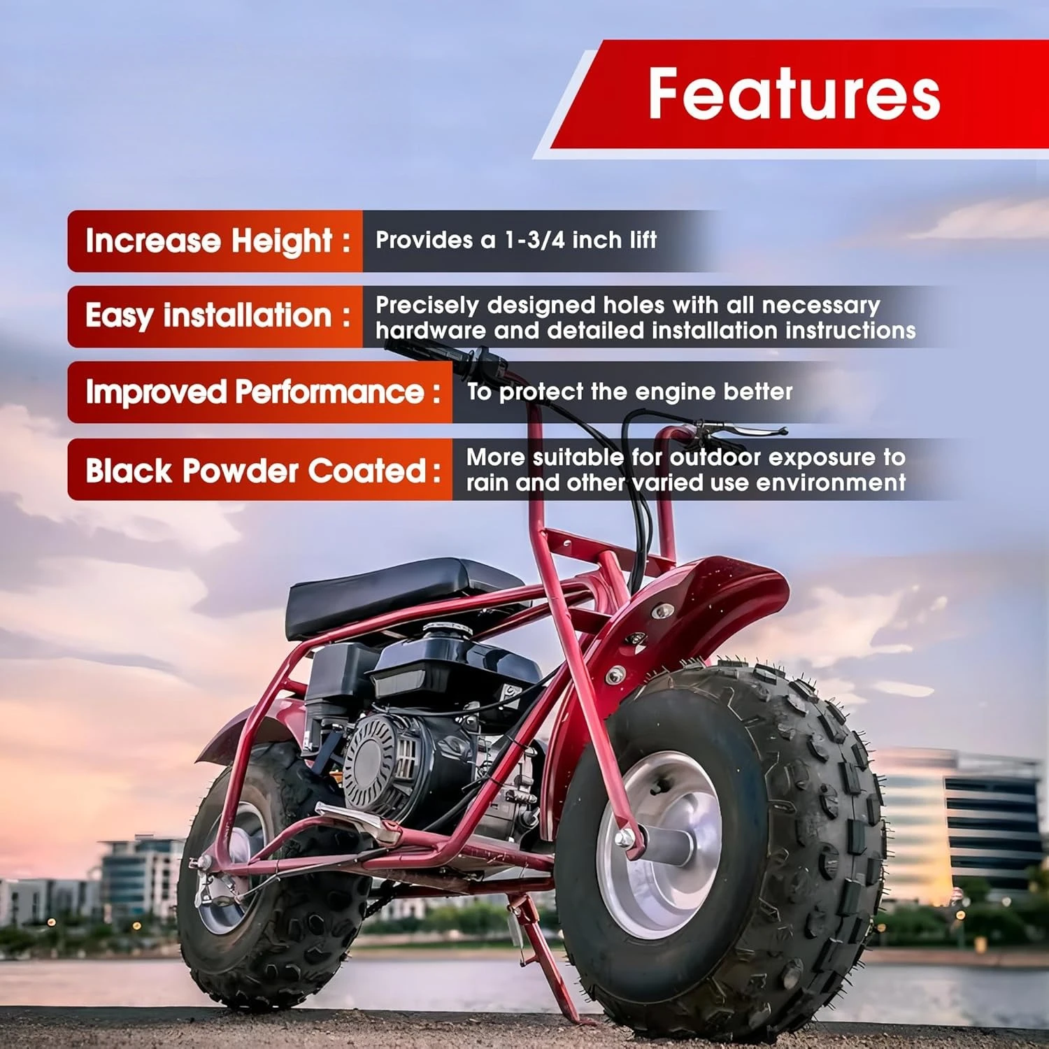 블랙 토크 컨버터 라이저 플레이트 마운트 1.75 인치 리프트 핏 프레데터 196cc 212cc 엔진 콜만 미니 자전거 오토바이