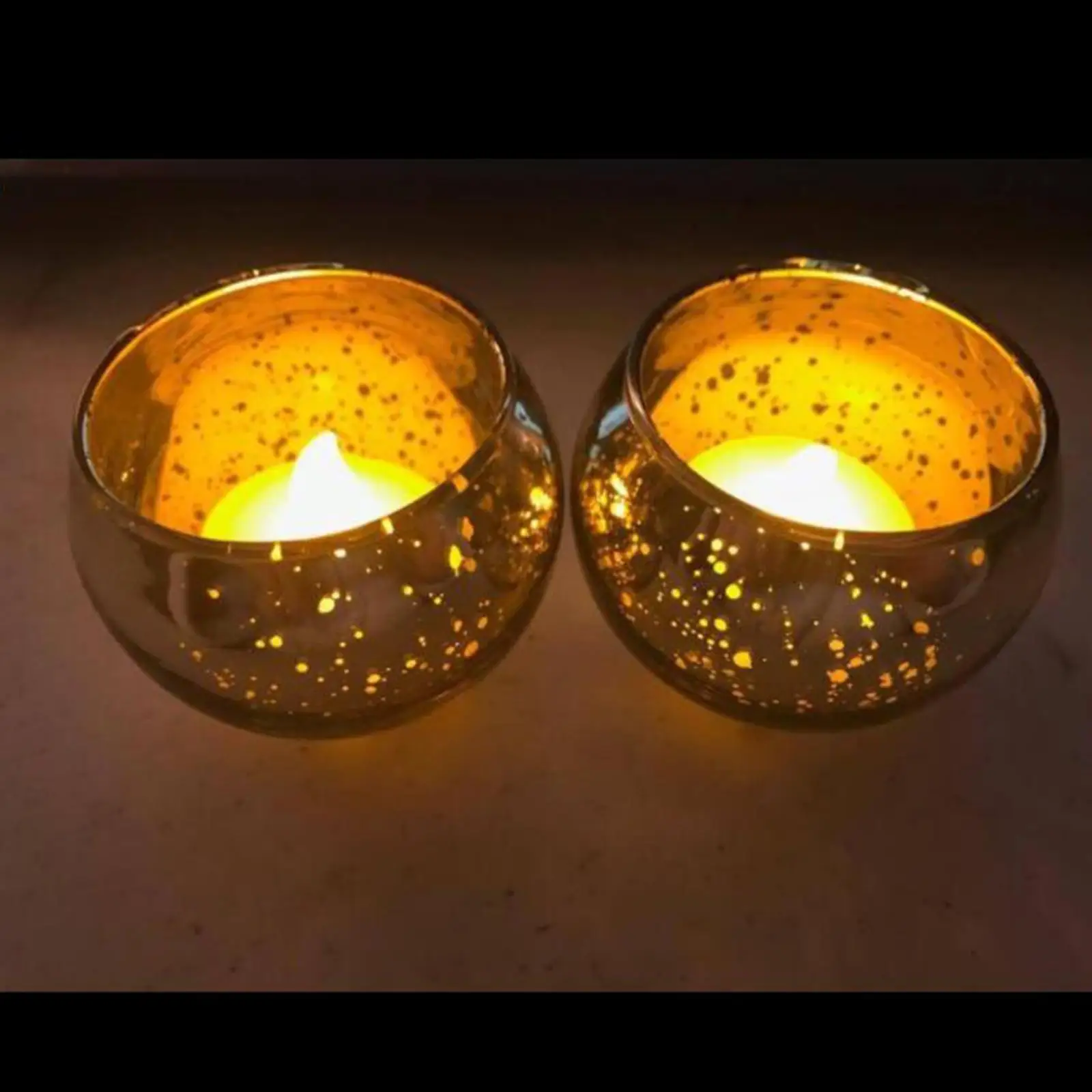 12Pcs Round Mercury Glass Votive Candle Holders for Wedding Centerpieces, Valentines Dinner, Garden Tub and Any Theme Events