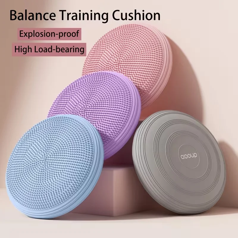 Inflatable Wobble Balance Cushion with Pump, Yoga Pilates Core Stability Posture Training Pad for Home Workouts