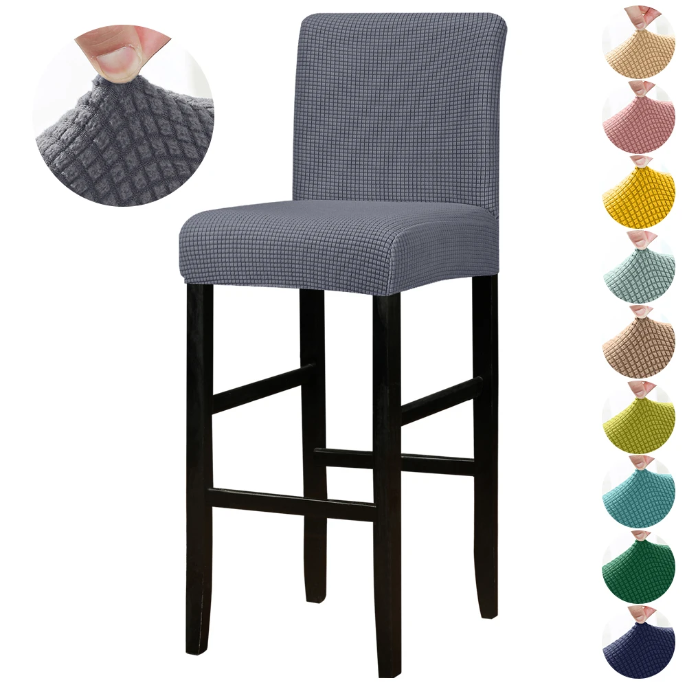 

Jacquard Fabric Bar Chair Cover Stretch Dining Room Seat Covers Washable Short Back Covers Chairs For Kitchen Home Hotel Banquet
