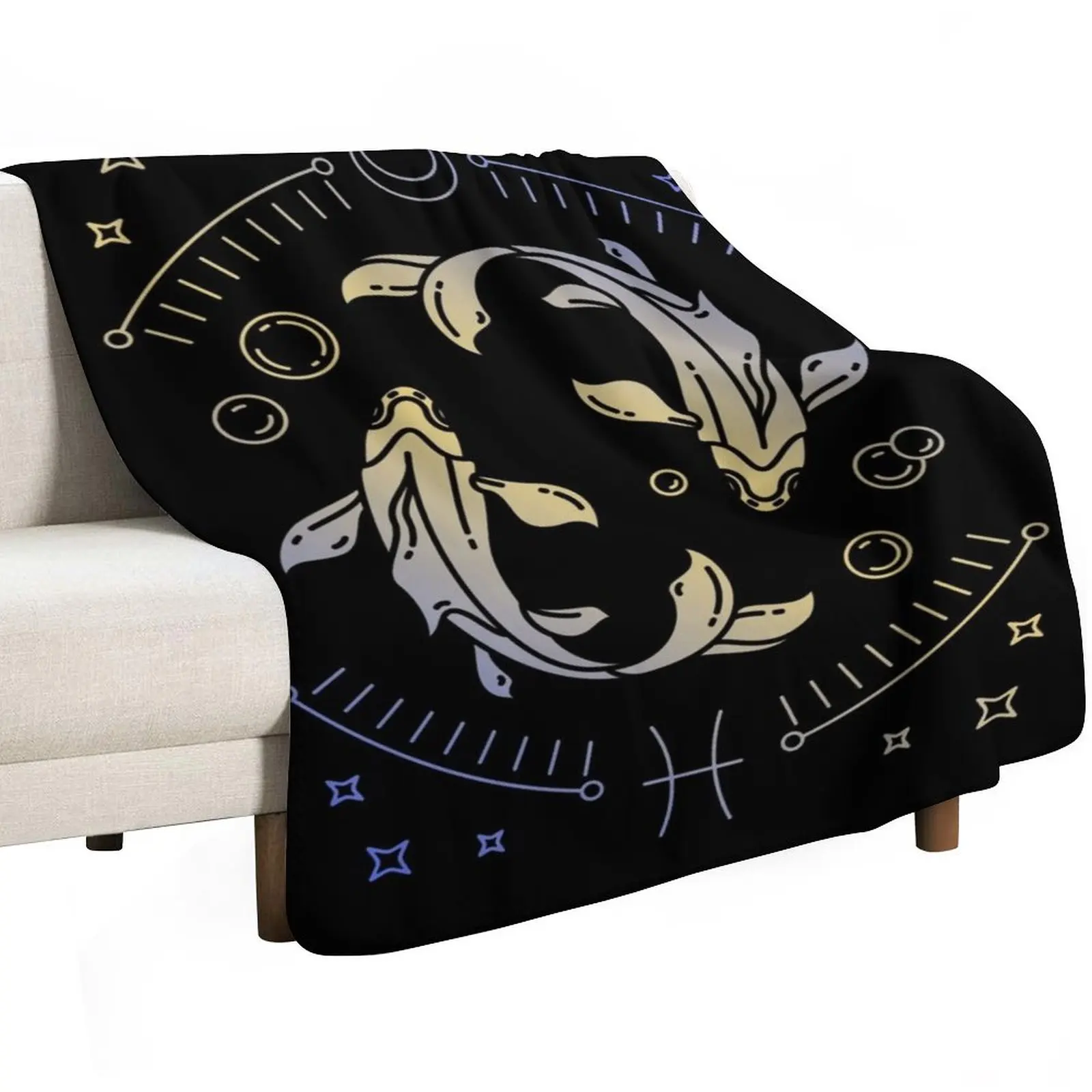 Golden Pisces Design - Age of Pisces - Pisces Gift, Zodiac Astronomy, Phone Case, Shirt, Pisc Throw Blanket