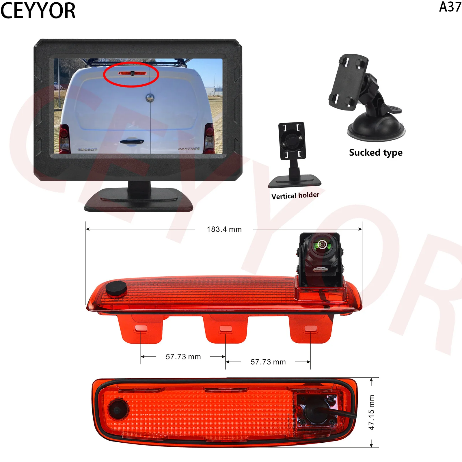 Applicable to Renault Dacia Dokker Lada Largus (2012présent) Reverse parking camera, 4.3-inch display screen