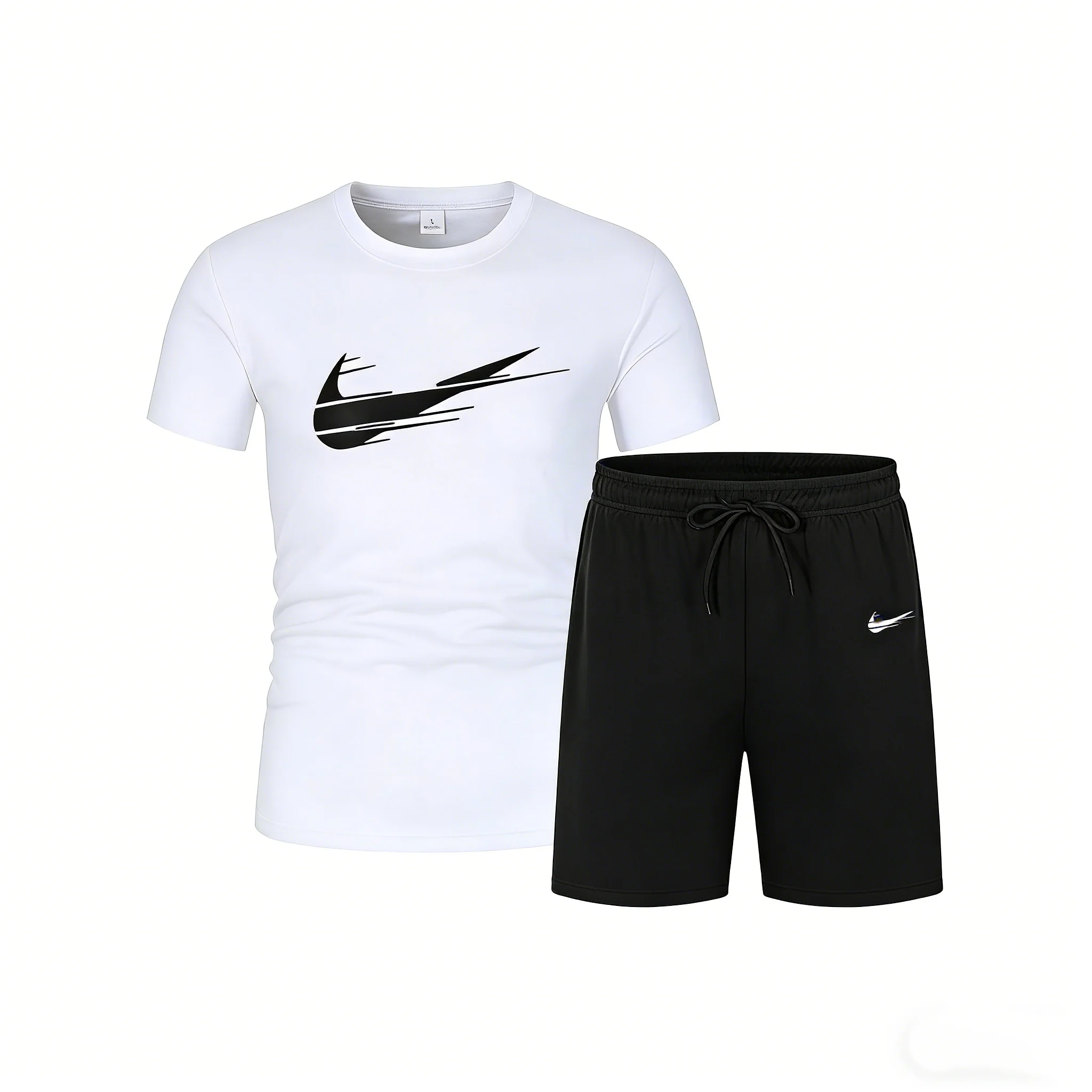 New men's two-piece set including mesh T-shirt and shorts for sports, fitness training, running and quick-drying T-shirt set - Image 2