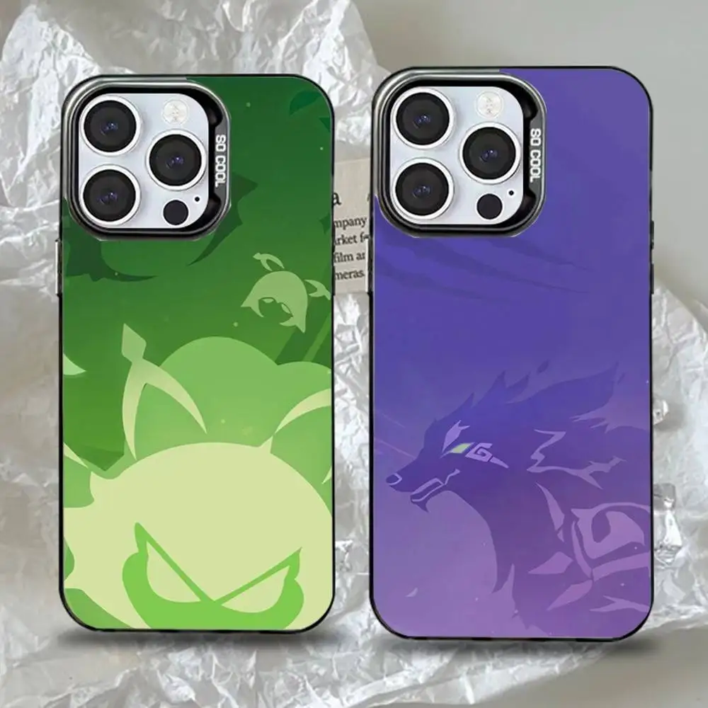 

Genshin Impact Phone Case For iPhone 16,15,14,13,12,11,Pro,Max,Plus,Mini,XS,SE Anti Fall Black Matte Hard Bumper