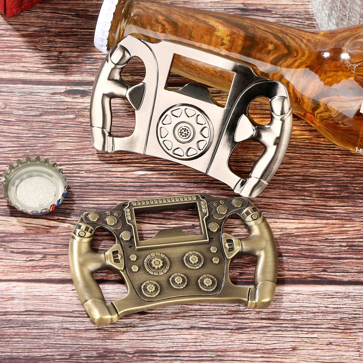

Novelty Beer Opener Steering Wheel Design Metal Bottle Openers Beer Accessory Tool Unique Gifts for Racing Car Lovers Men