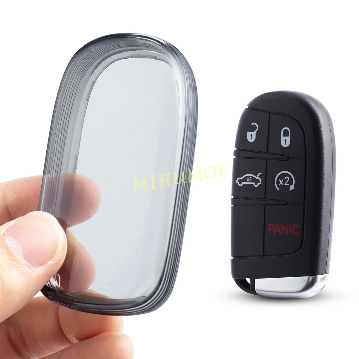 Voor Jeep Grand Cherokee Renegade Kompas Dodge Charger Challenger Dart Chrysler Fiat 500X Zwart Transparant Sleutelhanger Case Cover