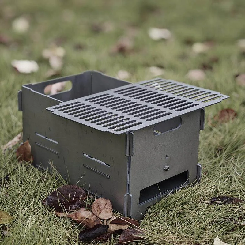Titanium Alloy Barbeque Grill Portable Detachable Piece Together Outdoor Stove Family Picnic Charcoal Stove Fire Stand Camp Tool