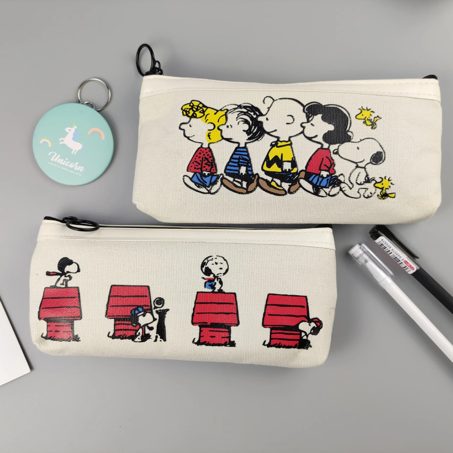 Snoopy Cartoon Canvas Pencil Case Cute Zipper Stationery Box borsa portaoggetti di grande capacità ragazza ragazzo studenti materiale scolastico