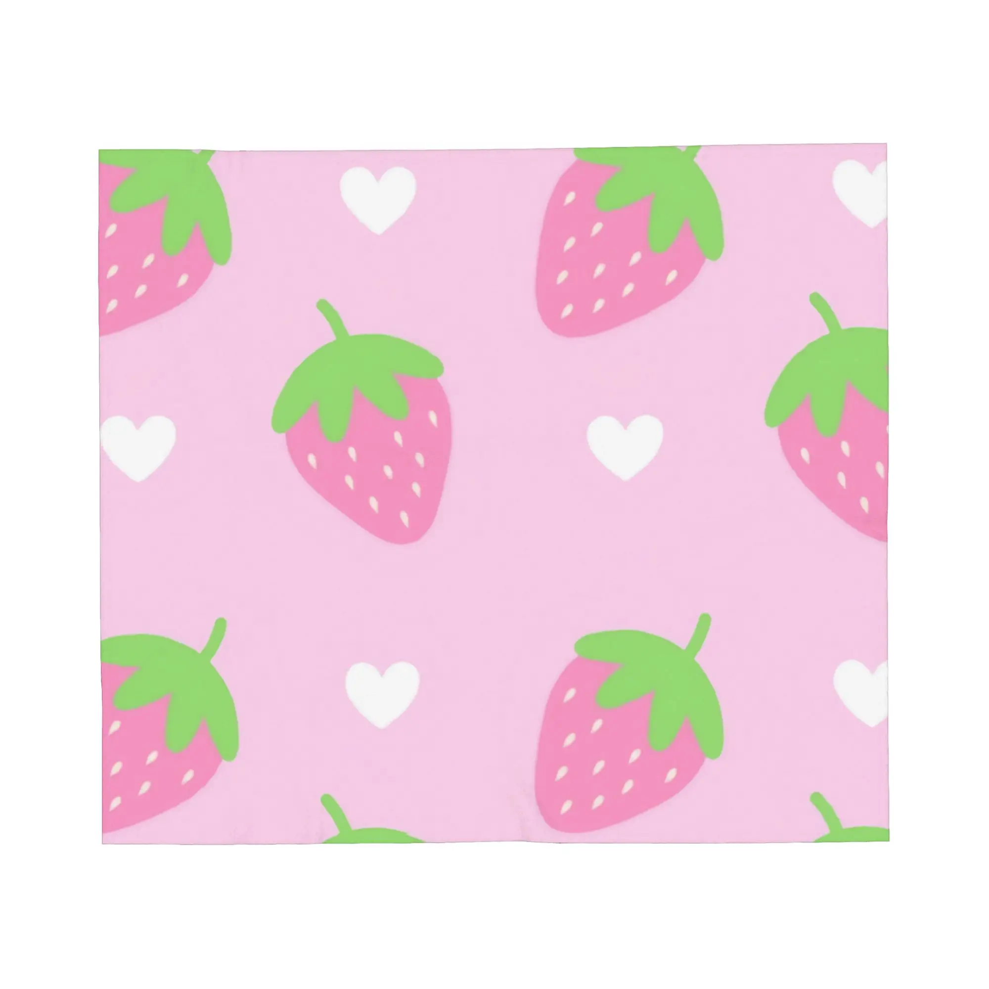 Strawberry Hearts Valentine Kawaii Sweet Fruit Blanket  Wool Funny Soft Throw Blanket for Home All Season