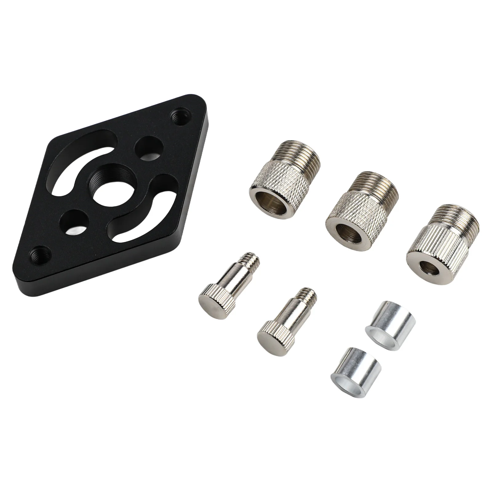 Szablon do kołków z prowadnicą wiertarską i tulejami stalowymi 6 mm, 8 mm i 10 mm do precyzyjnego wyrównywania otworów w projektach stolarskich