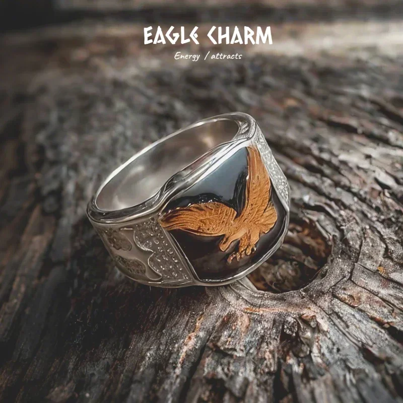 Domineering Eagle Charm Rings Silvery 7-13 Sizes Rock Punk Totems Ring Luxury Jewelry Stainless Steel Golden Plated Men Gifts