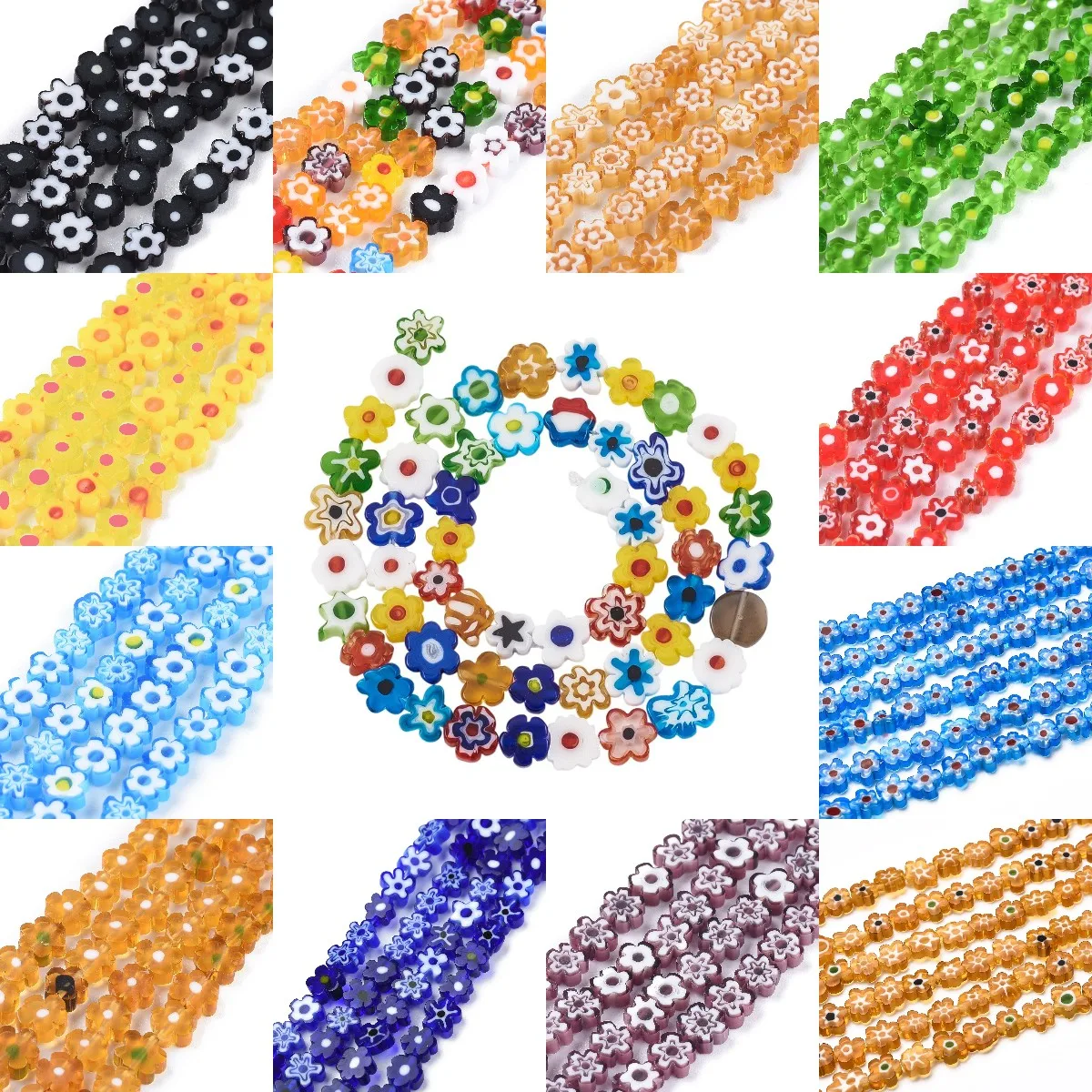 1Strand 4/6/8mm Handmade Flower Glass Beads Lampwork Spacer Beads DIY Necklace Bracelet Earring Jewelry Making Accessories