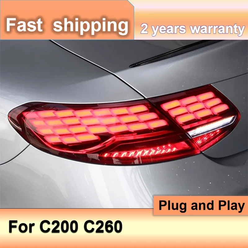 Car Accessories for Mercedes C Class Rear Lamp 2016-2023 C200 Tail Light Rear DRL Fog Brake Turn Signal Reversing