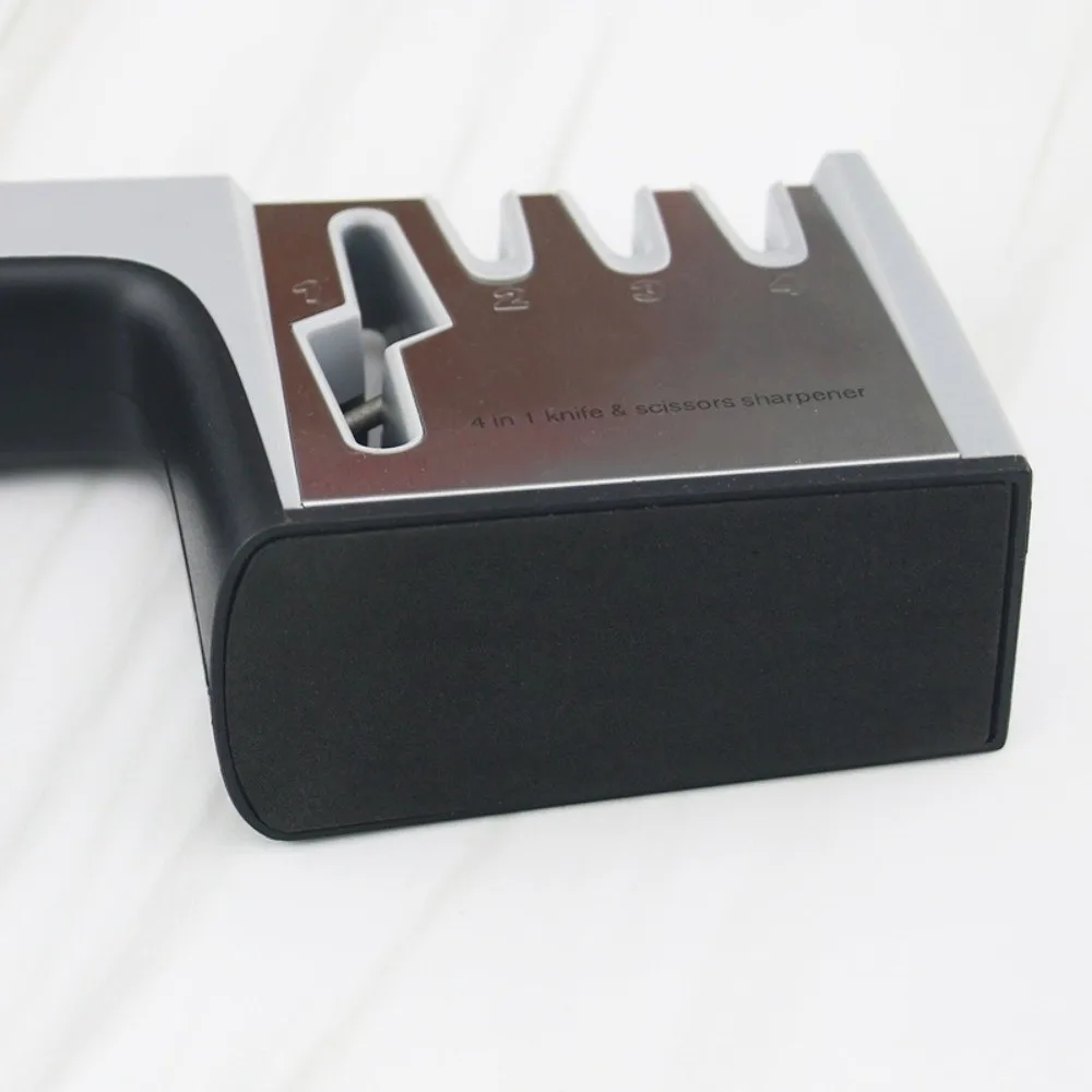 

4-in-1 Kitchen Knife Sharpener Stone Stainless Steel Anti Slip 3/4 Segment Knife Sharpener Quick Diamond