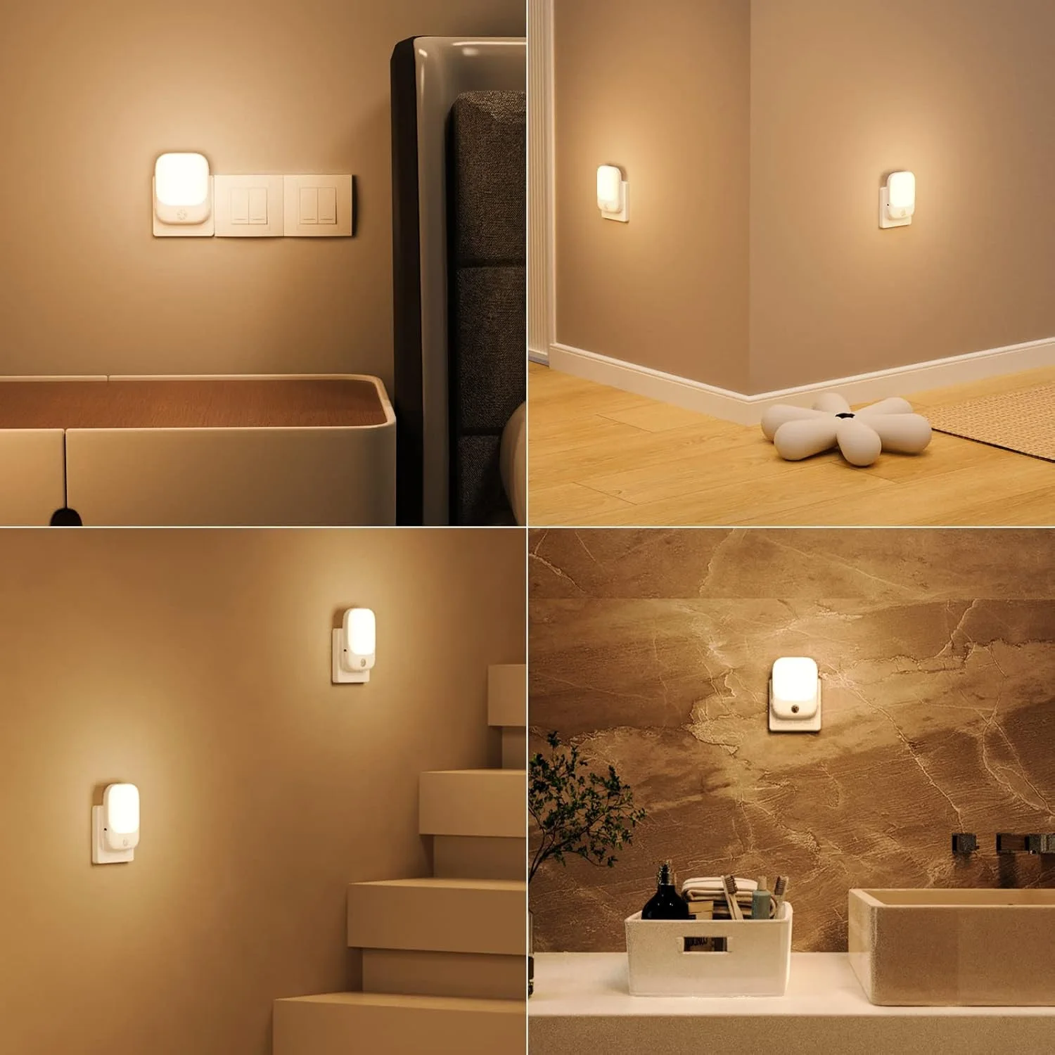 Veilleuse détecteur de mouvement LED lampe de nuit pour chambre Table de chevet enfants lampe à lueur douce avec prise ue