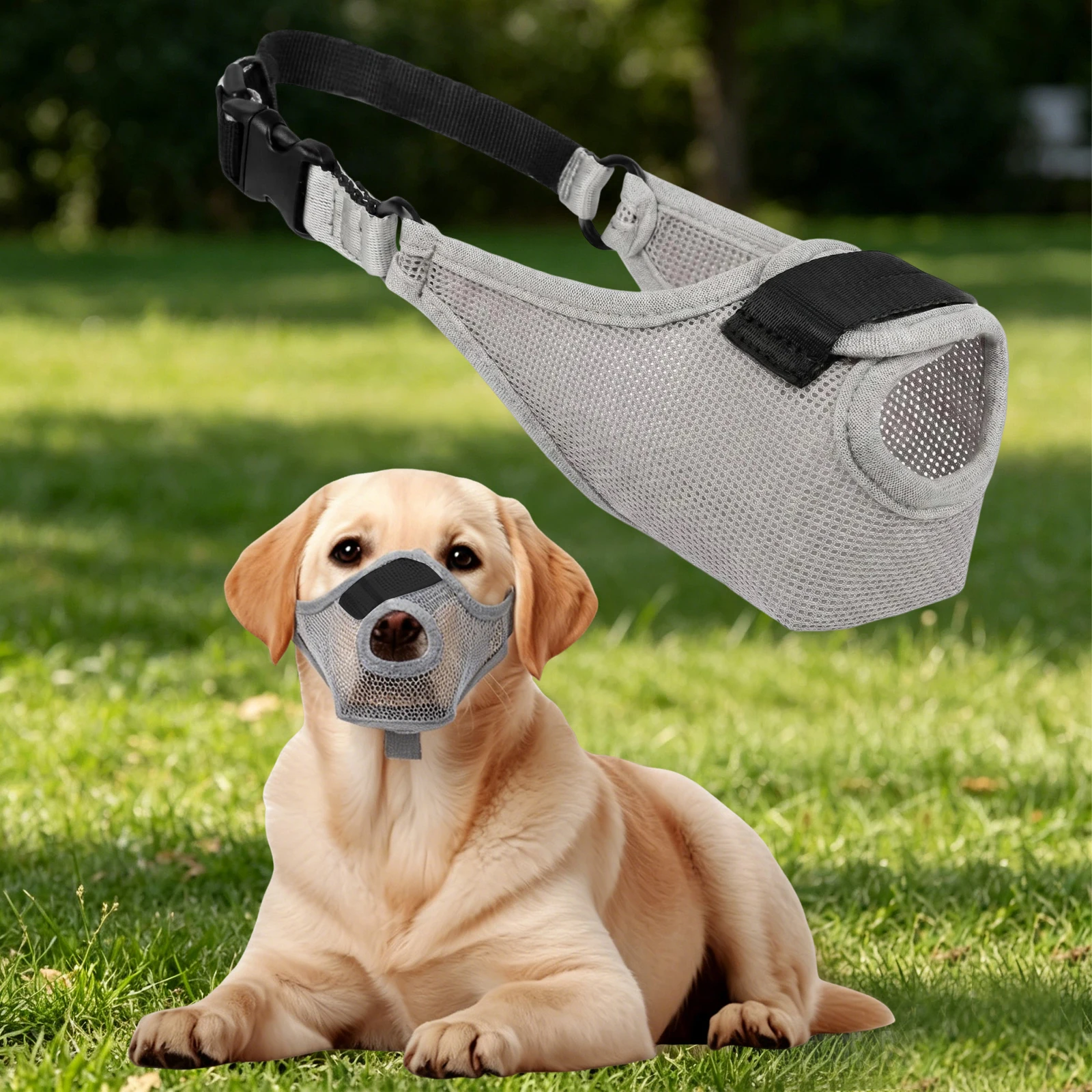 1 PC Comfortable Mesh Pet Mask Adjustable Safety Design Soft Fabric Dog Muzzle Breathable Mesh Dog Muzzle for Dog Grooming