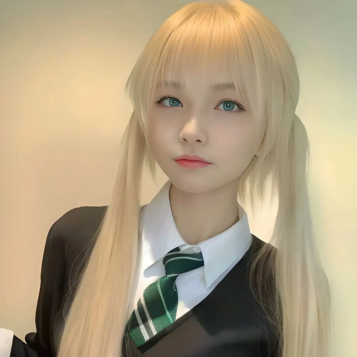 

Anime Soul Eater Maka Albarn Cosplay Wig Light golden double ponytail long hair Party Halloween Wig