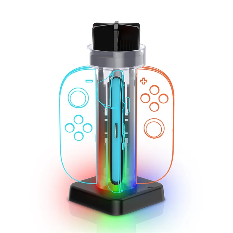 B03B-4-in-1 Ladestation für Switch 2 Joy-Con Controller-Karten-Aufbewahrungsregal mit LED-Anzeigen Controller-Ladegerät