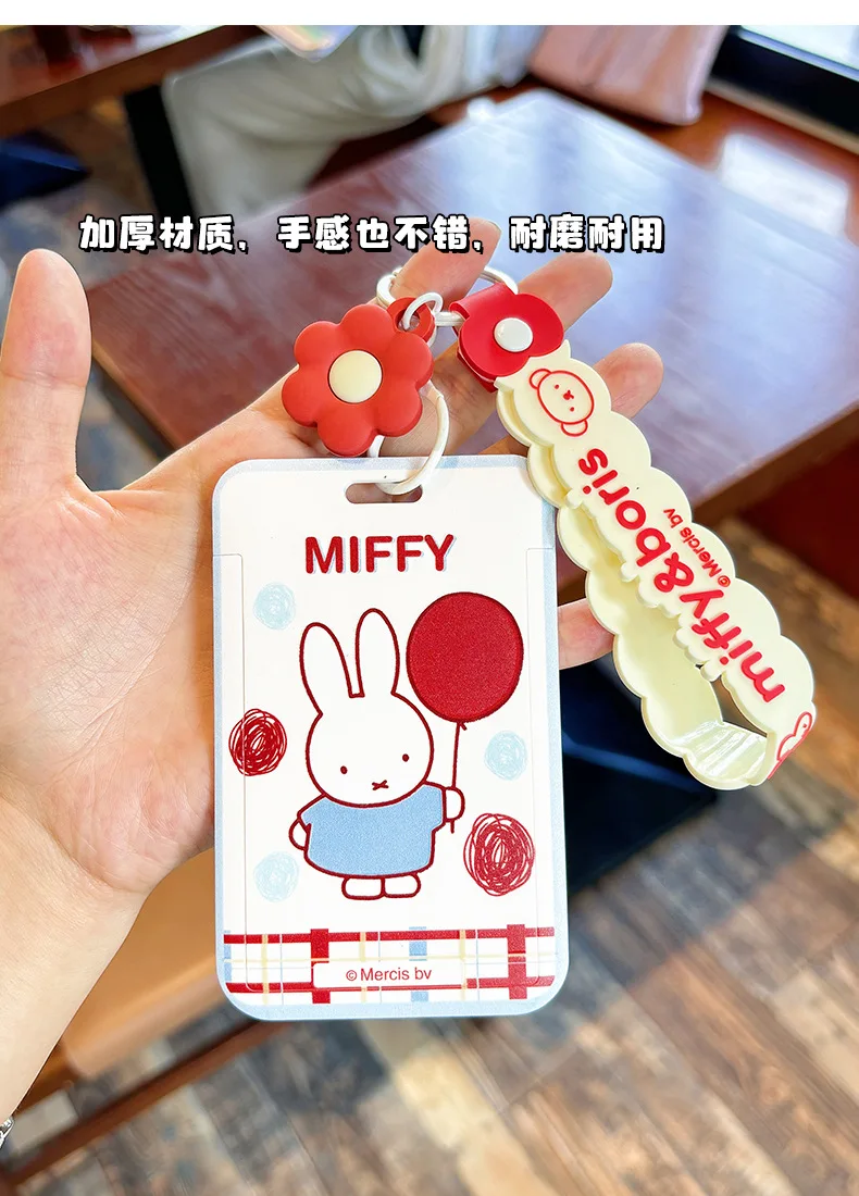 Miffy Boris Anime-Zubehör Cartoon-Charakter Bedrucktes Muster Studentenausweis-Essenskartenhalter Niedlicher Mädchen-Stil Ausweisschutzhülle – Detail 5
