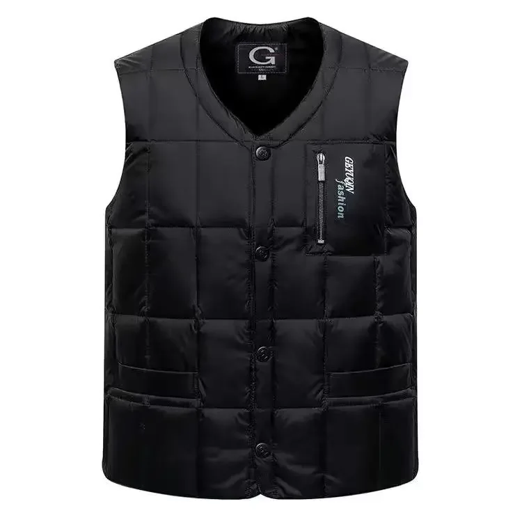 Middle - aged and elderly men's down vest, men's short - cut winter inner liner, thickened and warm vest in autumn and winter.