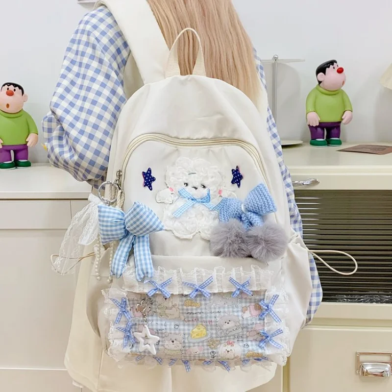 Macaron Series Nylon Backpack2025Autumn zipper one-size-fits-all cartoon bow cute backpack
