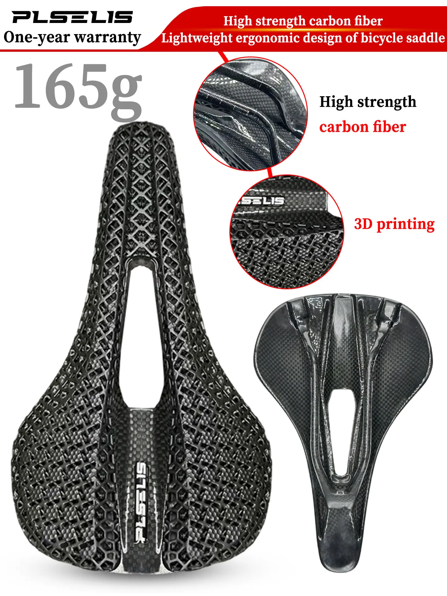 AliExpress plselis Plselis bicycle carbon saddle 3D printing saddle 245*150mm ultra-light wear-resistant road bike racing saddle cushion accessorie