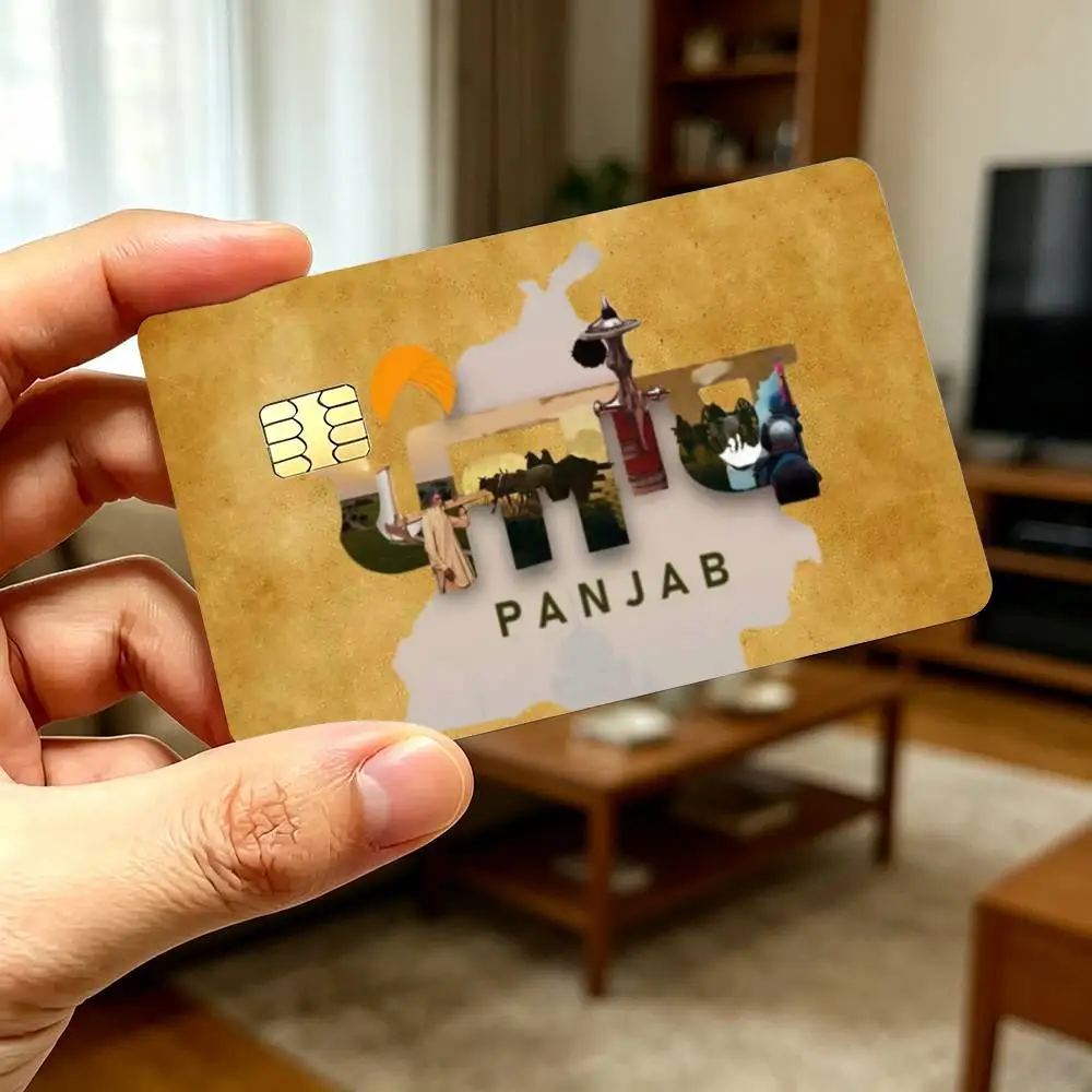 ART Punjab Map Credit Card HD Stickers Game Card Decal Small Chip Waterproof Sticker Gift