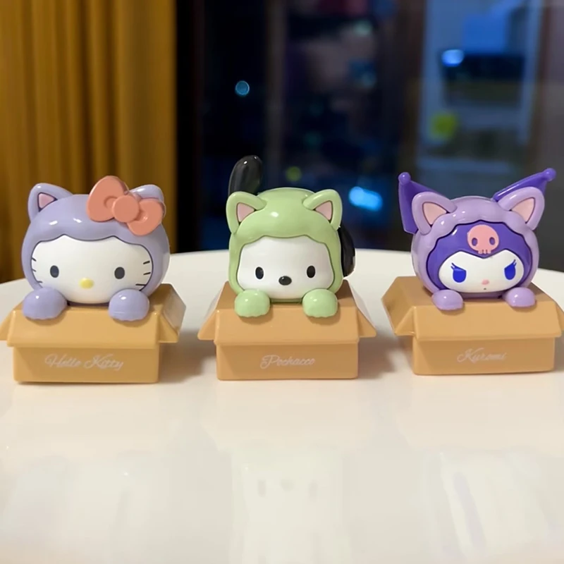 サンリオファミリー猫シリーズかわいらしさブラインドバッグボックス人形の周りに小さな手キーホルダーアニメグッズ卓上ギフト