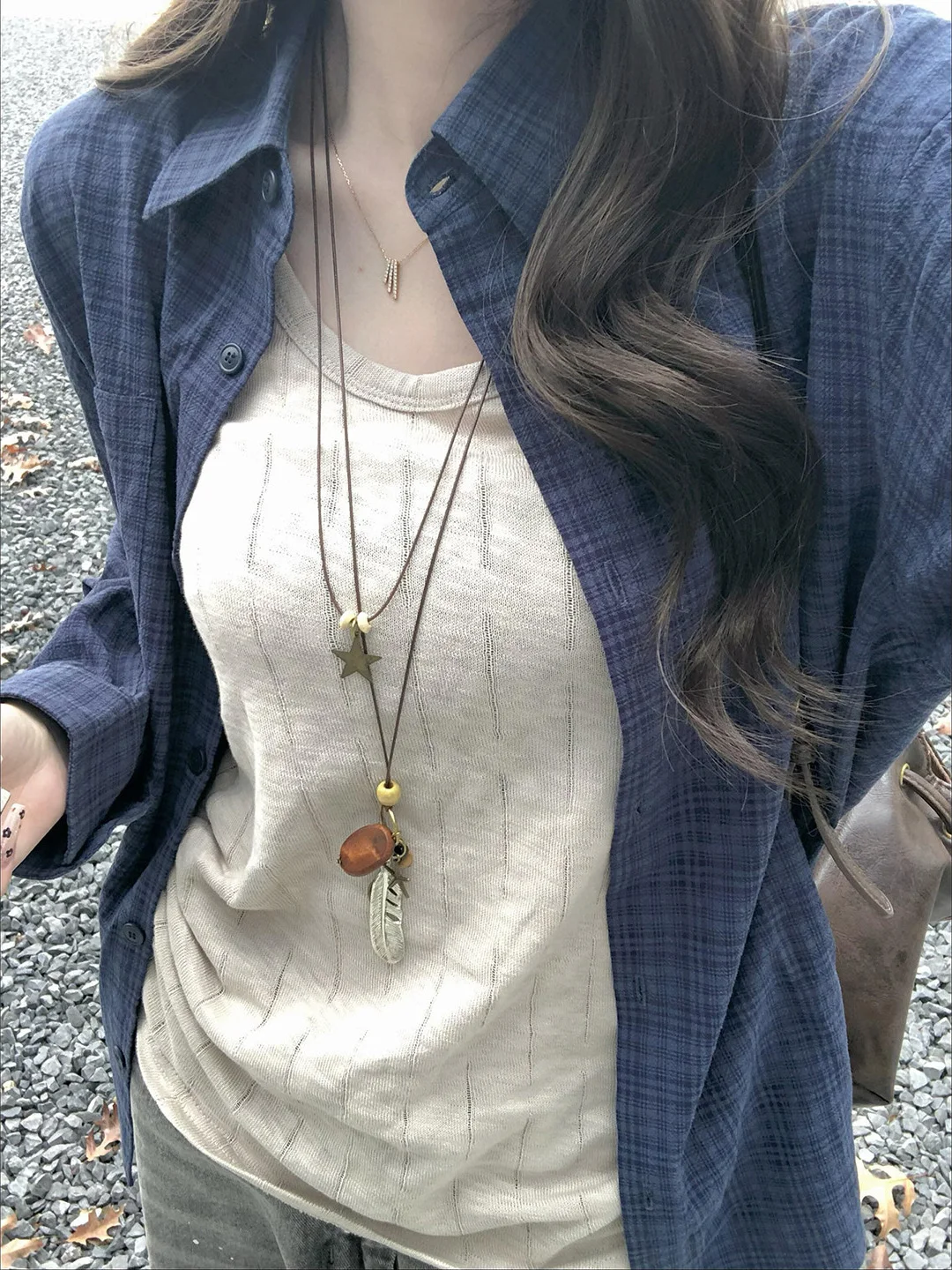 

American High Street Blue Plaid Long Sleeve Shirt Women's New 2026 Spring Summer Casual Versatile Outerwear Layering